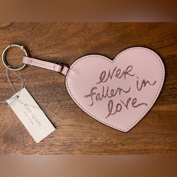 kate spade Handbags - KATE SPADE Pink Leather Heart Bag Charm “ever fallen in love” w/Dustbag